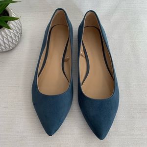 NWOT Joe Fresh Midnight Slate Faux Suede Pointed Toe Slip On Flats Woman’s 9
